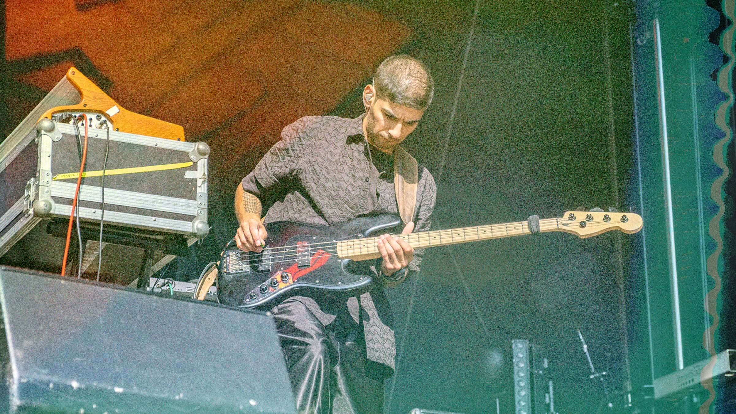 James&rsquo; rig includes live bass as well as a Moog Sub 37 